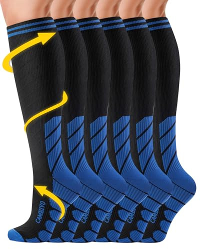 CAMBIVO Medias de Compresión Mujer Hombre 3Pares, Calcetines Compresion 20-30mmHg, Medias de Compresion Varices para Deporte, Running, Ciclismo, Deportivos, Senderismo, Viajes, Enfermera, 41-47