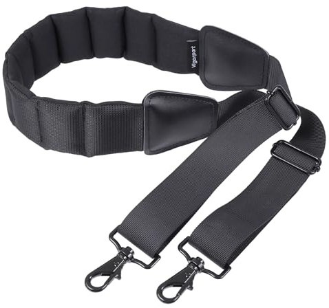 Vigorport Shoulder Strap, 59” Fixed Cushion Pad Luggage Shoulder Strap, Universal Comfortable Bag Straps Replacement for Briefcase, Laptop, Duffel with Swivel Hooks (Black, 59 Inch)