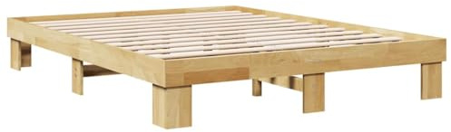 vidaXL Cadre de lit sans Matelas 140x190 cm Bois Massif de chêne, Meuble de Chambre à Coucher, sommier, lit en Bois, lit, lit Double