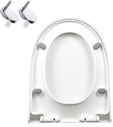XCHSXYL Siège de Toilette à Fermeture Douce Siège de Toilette en Forme de D Sièges de Toilette à Fermeture Douce Blanc avec dégagement Rapide, Couvercle de Toilette en Plastique avec charnières régl