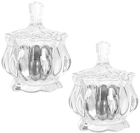 VALICLUD 2pièces Bocal Verre Transparent Avec Couvercle Récipient De Stockage Élégué Pour Bonbons Snacks Et Décoration Intérieur