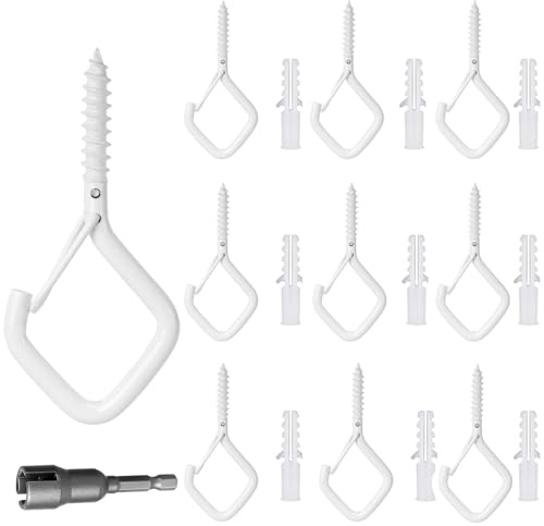 CANGCANG 10 Pezzi Ganci a Vite Nero, Occhielli a Vite, Gancio Soffitto, Gancio Lampadario, Ganci a Vite per Legno, Gancio a Vite in Acciaio Inox per Appendere Cestini di Piante a Casette per Uccelli