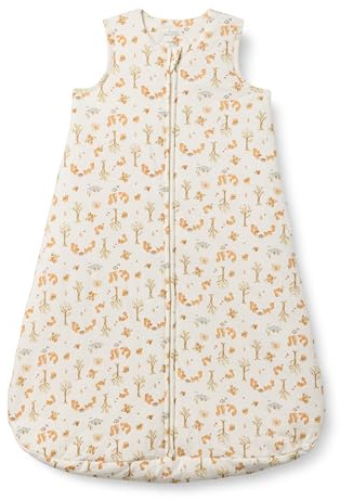 Amazon Essentials x Sofia Grainge Unisex Babies' Cotton Baby Sleeping Bag, 2.5 TOG Wearable Blanket, Ivory Squirrel Picnic, 6-12 Months