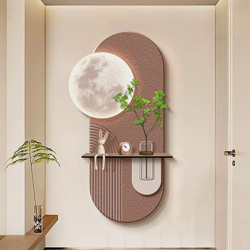 Cuadro Decorativo con Jarrón, Escultura Creativa Con Jarrón Y Planta Artificial, Decoración de Pared para Vestíbulo de Hotel, Sala de Estar, Dormitorio(Brown,40 * 80cm/16 * 31.5in)