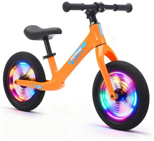 Youthkkee Toddler Balance Bike 2 Year Old, Colorful Lighting 12 Inch No Pedal Kids Toy Bike, Tool-Free Adjustment, Quick Assemble,Gift for 2-5 Boys Girls