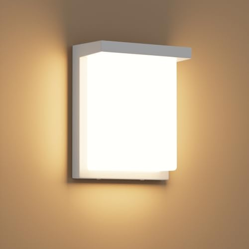 Klighten Lámpara LED para exteriores de 30 W, aplique blanco cálido de 3000 K, lámpara para exteriores IP65, aplique de aluminio para terraza, jardín, Blanco