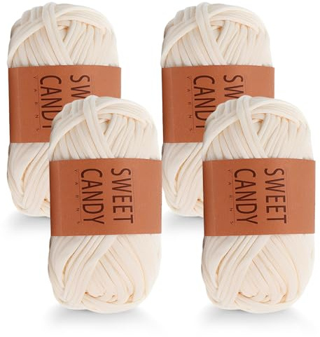 HMCEY 4 Pezzi Filo Uncinetto 4 X 100 g,Fettuccia per Borse a Uncinetto,Filati per Maglieria,Filato in Poliestere Grosso,Gomitoli Filato per Coperte a Mano,Crochet Yarn Thick,Filatos per Tessitura