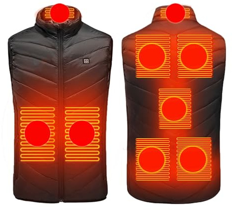 HAOLEI Chaleco Calefactable Hombre Mujer Talla Grande Chaleco Térmico Electrico con Cable USB Chaleco Eléctrico Calefactor con 3 Temperatura 8 Zonas de Calefacción para Senderismo Caza Ciclismo
