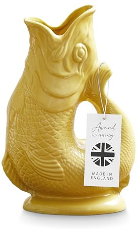 Wade Brocca per pesci, realizzata a mano in terracotta, iconica tradizione britannica, realizzata a Stoke-on-Trent, 0,6 l, giallo