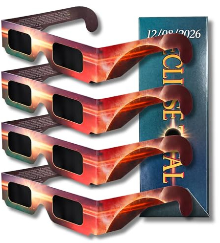 ELECTROHOGAR 4 Occhiali Eclissi Solare Certificati ISO 12312-2 e Certificato CE | Filtro Protettivo per Visione Sicura | Occhiali Eclipse Agosto 2026