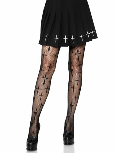 Leg Avenue womens Dark Alternative Fishnet Tights Costume Hosiery, Worship Me, One Size US