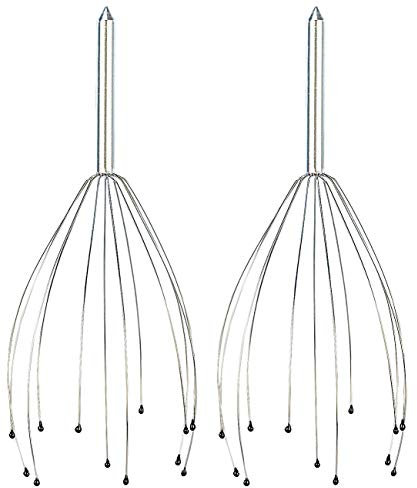 PEARL Kopfspinne: 2er Pack Kopf-Massage-Spinne Kopfmassagegerät mit Metall-Griff (Kopfspinne Massage, Kopfhautmassagegeräte, Anti Stress)