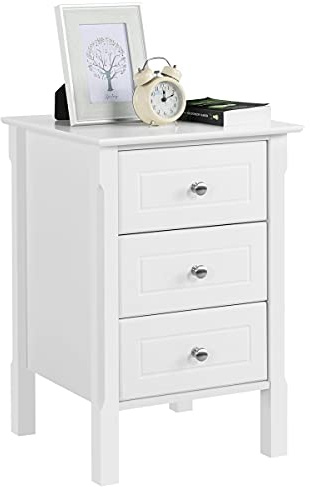 Yaheetech Comodino Camera da Letto Bianco con 3 Cassetti Moderno Cassettiera Armadio Cameretta Organizzatore per Letto Tavolino da Salotto Laterale Divano 40 x 40 x 60 cm