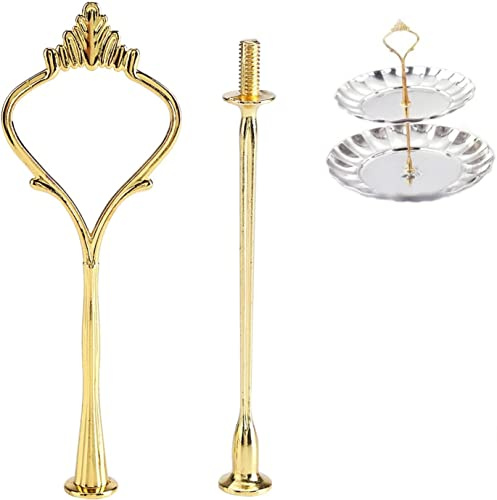 lyrlody Poignée Support Assiettes Présentoir à Gâteaux, Fixations Tiges pour Présentoir à Gâteaux 2 Etages Poignée Métallique Accessoires pour Stand à Gâteaux Assiette à Gâteau Or