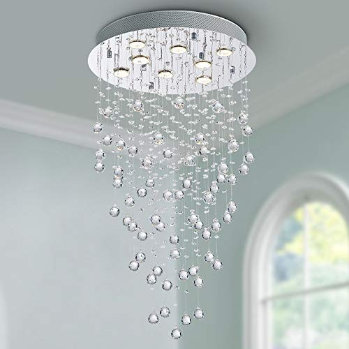 BESTIER Moderno cristallo goccia di pioggia lampadario illuminazione a incasso LED plafoniera lampada a sospensione per sala da pranzo bagno camera da letto soggiorno 8 GU10 LED Lampadine richiesto