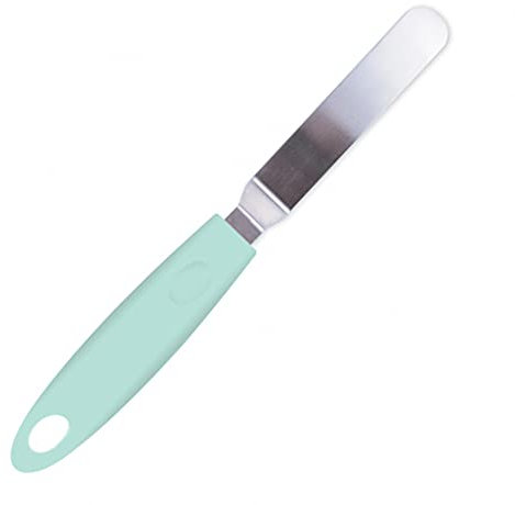Scrapcooking 5178 Scrap Cooking-Mini Spatule Coudée INOX 21 cm-Ustensile Pâtisserie Gâteau Cuisine-Accessoire Cake Design Chocolat Glaçages-Vert d’Eau