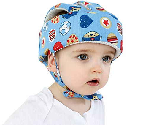 Baby säkerhetshjälm småbarn anti-fall skyddande sele keps med hakrem spädbarn justerbar huvudskydd andningsbar huvudkudde stötdämpare hätta för åldrad 0–3 år gammal lär sig att gå kryp stativ