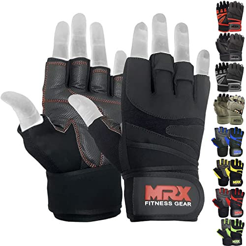 MRX Gewichtheber-Handschuhe für Herren, Workout-Handschuhe, Handgelenkstütze, Gewichtheben, Fingerlose Fitness-Handschuhe für Männer, Fingerlose Gymnastik, Kraftdreikampf