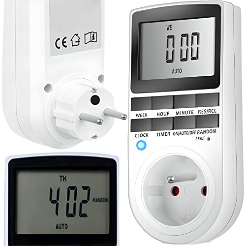 Retoo Zeitschaltuhr Digitale Elektrische Zeitschaltuhr Steckdose für Innen LCD-Display Wochenzeitschaltuhr 10 Konfigurierbaren Programmen 12/24h Modus Weiß