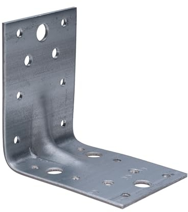 Hörnfästen för Hörnstöd 90 Angle Reinforced Elbow Robust Steel Connector L-Shaped Heavy Duty Wooden Angle Bracket 90x90x65x2,5 mm Zinc Plated Supporter (Pack of 2)