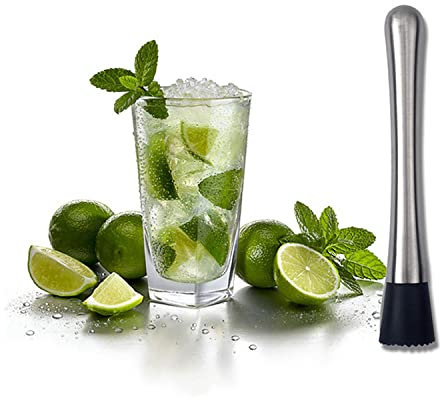 Professioneller Cocktail Stössel -Edelstahl Ice Crusher, Mixer-Stößel Cocktailstößel Zubehör, zum Debuggen Köstlicher Cocktails,Getränke und Säfte (20 cm)