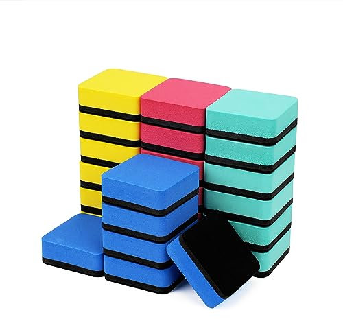 24 Stück Whiteboard Schwamm Magnetisch Magnetische Whiteboardlöscher 5x5x2cm Whiteboard Reiniger Schwamm für Whiteboard,Whiteboard Radierer für Klassenzimmer, Büro und Zuhause