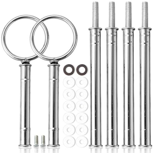 Misazy Tiges pour Stand à Gâteaux, support gateau, presentoir a gateau, 2 ensembles daccessoires à étages 3 étages pour supports à gâteaux à étages, gâteaux avec vis et rondelles (argent)