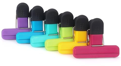 Tamaki 6 Pack Bag Clips, Food Clips, Chip Bag Clip Plastic Heavy Duty Seal Grip, 3 x 2.5 Inch, Assorted Color