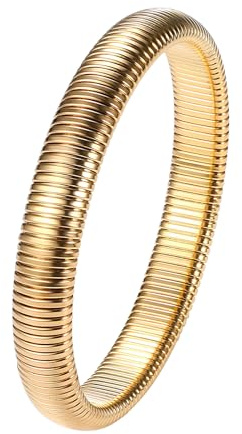 JewelryWe Flexibel elastisk länkkedja armband: damarmband herr elastiska ärmband i rostfritt stål justerbar, 6 cm Länge, 1 cm Breite, Rostfritt stål