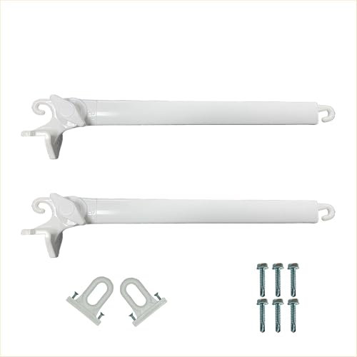 FRAMIG® Coppia braccetti in alluminio per tenda da sole a caduta con kit coppia di occhioli per terminale e viti autofilettanti. (1 - Bianco, Sporgenza 70 cm.)