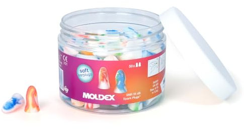 Moldex Spark Plugs® Ohrstöpsel – 780501, Schadstofffreier Gehörschutz aus Weichem Schaumstoff, (SNR 35 dB) Praktische To-Go Verpackung (50 Paar)