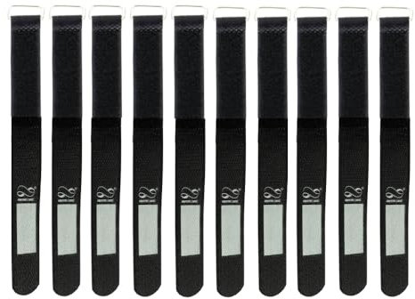 Infitronic Pro - Bridas de velcro para cables (16 x 160 mm, con campo de rotulación y ojal metálico), color negro