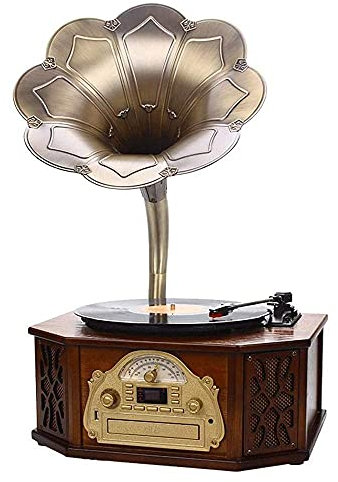 JFNHUTL Grammofono, registratore Bluetooth Radio retrò Fonografo Grammofono Giradischi Musica Altoparlante Stereo dinamico, Cavo Audio in Stile retrò Casa Ufficio Club Bar Decora