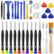 Richunie Set di 30 Kit Reparation Telephone,10 visseuses de précision, 11 outils à levier ouvert (métal/plastique), 5 triangles, 2 ventouses, 2 extracteurs de cartes, 1 brosse, 1 pince à épiler