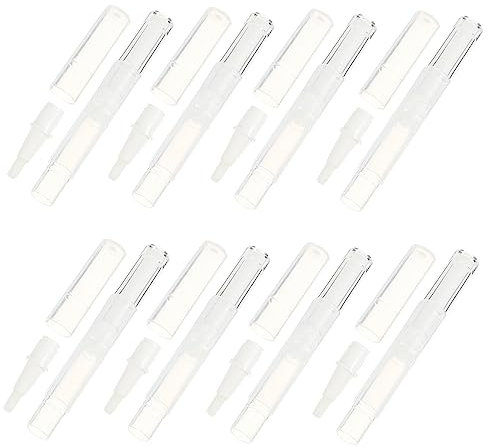SHERCHPRY 10pezzi Tubetti Vuoti Trasparenti Penne Rotanti Con Punta Pennello Contenitori Per Lucidalabbra Cosmetico Applicatori Per Per Unghie Tubo Per Liquido Bianco