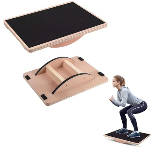 Tabla Equilibrio, FairyPeach Tabla de Equilibrio Profesional de Madera, Balance Board, Almohadilla de Tambaleo de Fitness Para el Hogar y la Oficina
