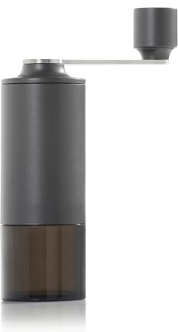 AdHoc Moro Macinacaffè manuale, macina caffè in ceramica con grana regolabile, facile da riempire, moderno e compatto, grigio scuro
