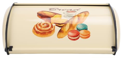 Banca di pane in metallo, porta -rotoli vintage giallo portametta per il pane alimentari contenitore per la fattoria da banco da cucina (Macaron)