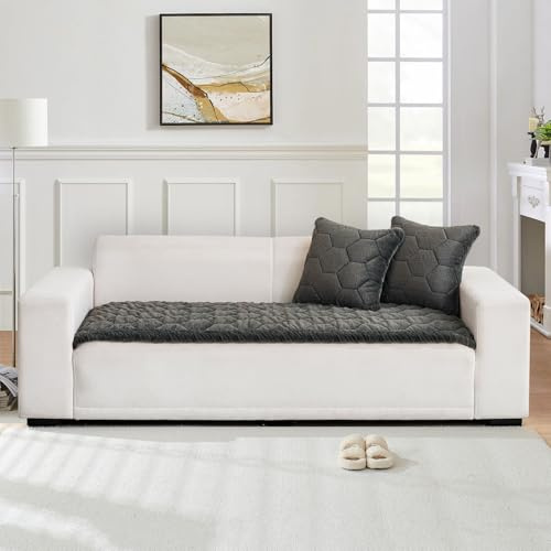 SHANNA Gestepptes Samt Sofakissen – Übergroße Plüschpolsterung Mit Diamant-Steppung Superweiches Gemütliches Haustier-Matten Bett Fürs rutschfest, für Schlafzimmer (Dunkelgrau-C, 70×210 cm)