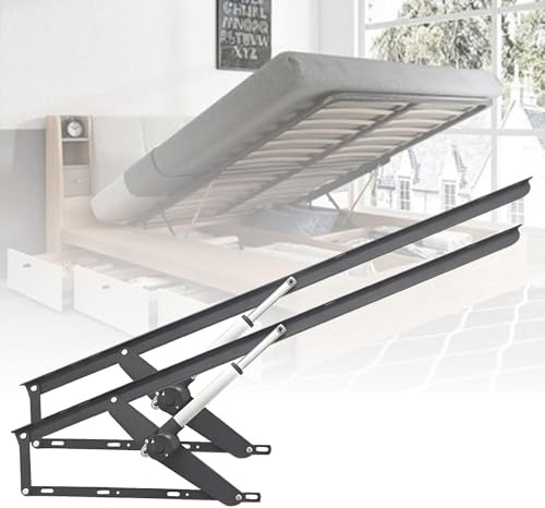 Mécanisme De Levage De Lit Électrique Robuste Avec Télécommande, Charnière À Ressort Pliable For Sommier Et Canapé-lit, Gain De Place, 2 Pièces(Schwarz,80cm)