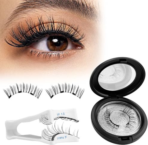 AYBUY Ciglia Finte Magnetiche Naturali, 1 Paia Ciglia Magnetiche con Applicatore, Set di ciglia Finte Magiche, ciglia Finte Magnetiche riutilizzabili per Tutti i Giorni Appuntamenti (Stile B)