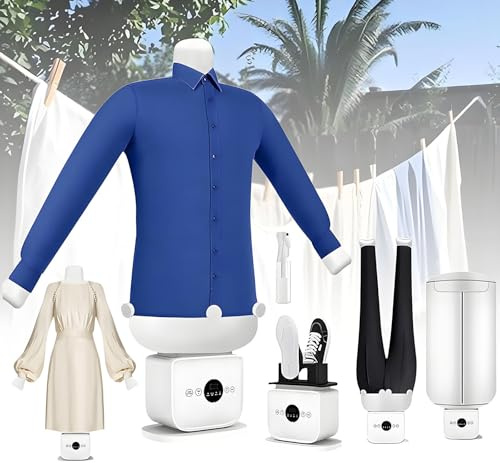 Drmoxin Automatic Shirt Ironing Machine, Hands Fre.e Ironing Machine Hot Air Dryer & Iron 8 Minutes Quick Ironed Dry, Automatic Iron Custom Heat & Timer Settings of Shirts, Pants & Shoes