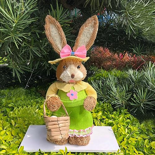 Pocoiau Suministros de Fiesta de Conejito Lindo de Pascua Adornos de Paja de Pascua para niños y con patrón Simple Kit de Adorno de Paja para aliviar la presión