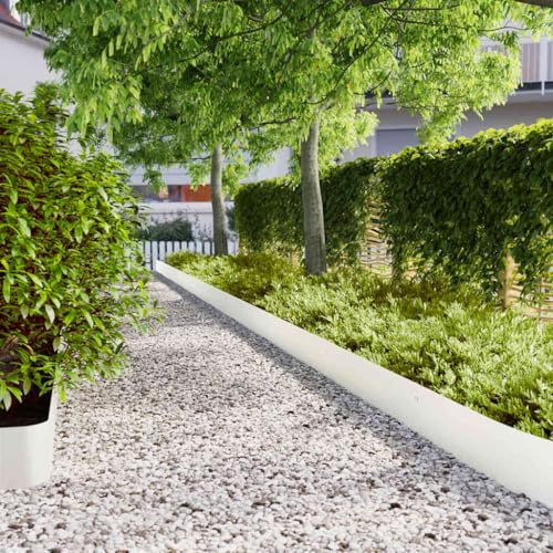 QUAHEAS Bordi per prato, bianco, 30 pezzi, 20 x 103 cm, in acciaio laminato a freddo, con sistema a incastro, per giardino, terrazza, giardino anteriore, recinzione delle radici e bordo di falciatura