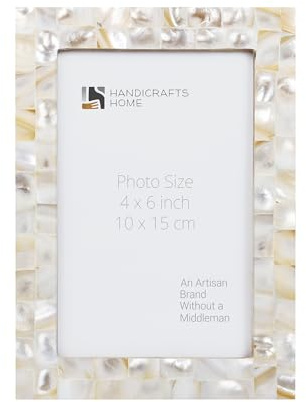 Handicrafts Home Decorative Picture Frame Wooden Photo Frame and Collage (Mop White, 4x6)