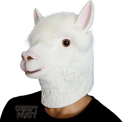 CreepyParty Festa in Costume di Halloween Maschera in Lattice a Testa di Animale Alpaca Maschera di Carnevale
