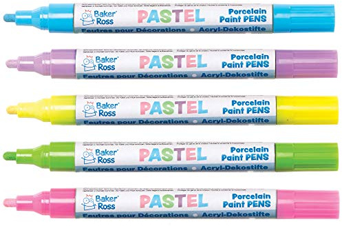 Baker Ross AT479 Paint Pens Acrylic Pastel Marker Set, Art and Craft Supplies - Pink, Blue, Purple, Yellow and Green (5 Pack)