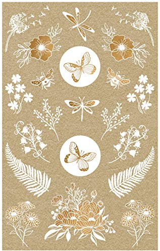 AVERY Zweckform Kraftpapier Aufkleber 42 Sticker Blumen (Papier Sticker, Geschenkaufkleber, natur, braun, beige) 57124