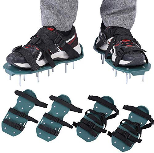 Ejoyous Rasenbelüfter Schuhe mit Nägeln, Rasenflächen Aerato mit 4 Klemmbändern und rostfreien Spitzen für Rasenbelüfter Sandalen, Universalgröße Passt Schuhe oder Stiefel für Rasenpflege(4 Riemen)
