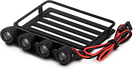 INJORA RC Car Roof Rack Luggage Carrier with Spotlights for 1/24 RC Crawler Axial SCX24 Gladiator AXI00005（Round）